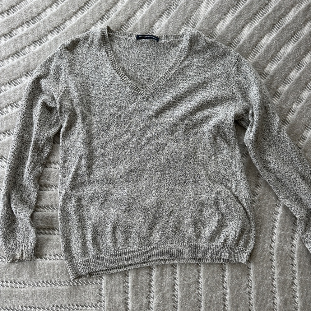 Brandy Melville Gray V-Neck Sweater